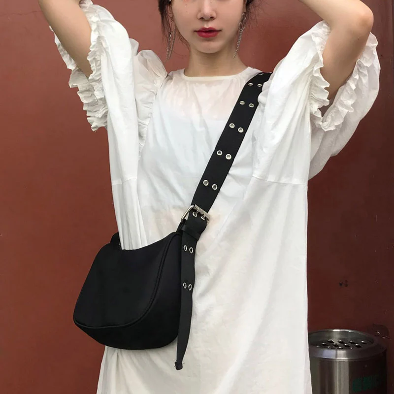 

Сумка-багет из нейлона, однотонная, компактная, сумки-шопперы для женщин, 2020