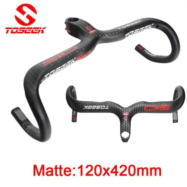 Toseek Vollcarbon Lenker Rennrad Bent Bar Manillar Integrado Del Manillar De La Bicicleta Brillante/mate Bike Teile - Цвет: Matte 120 x 420