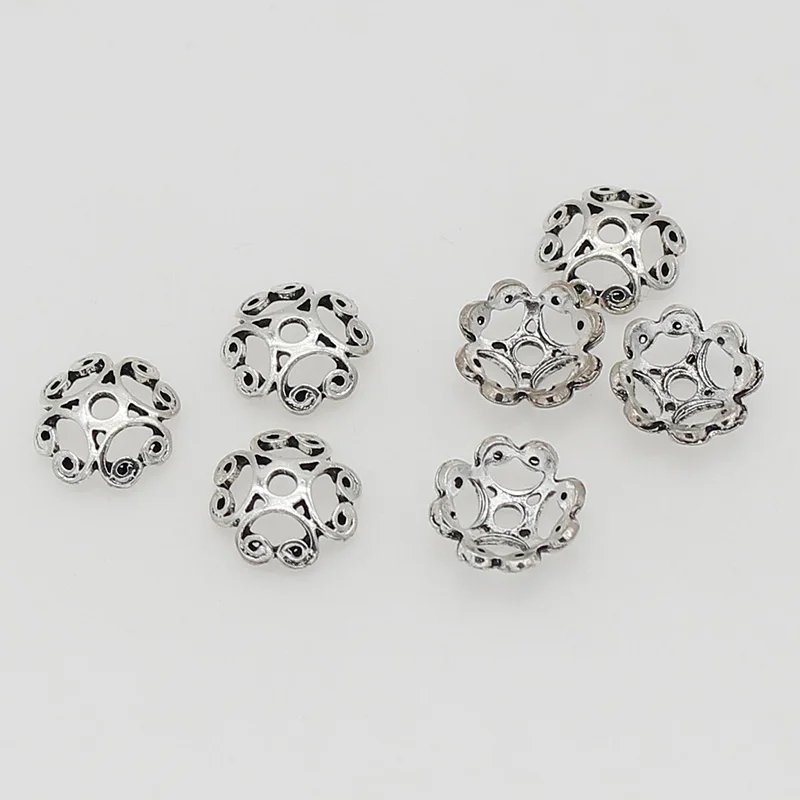 

50pcs/Lot Simple Hollow Flower Cover Bead Caps 12mm Zinc Alloy Beaded End Receptacle Spacer Tassel Caps DIY Jewelry Findings