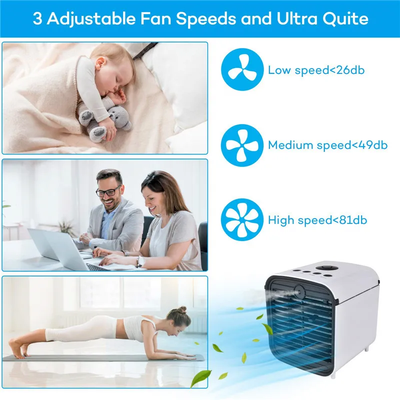 

4-In-1 Small Air Conditioner 2021 Mini Evaporative Cooler and Aroma Diffuser for Home Office LED Lights Portable Air Cooler