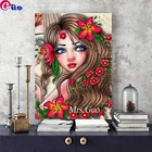 Набор для алмазной вышивки сделай сам, картина с квадратными и круглыми стразами для домашнего декора, с изображением цветов и девушек, Настенная Наклейка