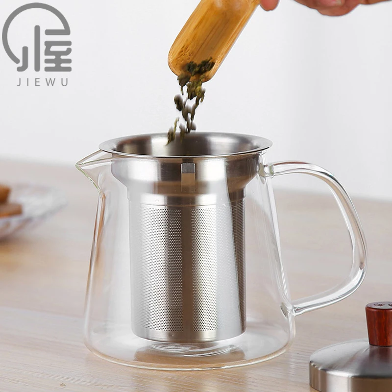 

JIEWU Japanese-style Thickened Glass Tea Cup Finely Filtered Inner Glass Pot 2021 New Hot Office Home Kitchen Accessories