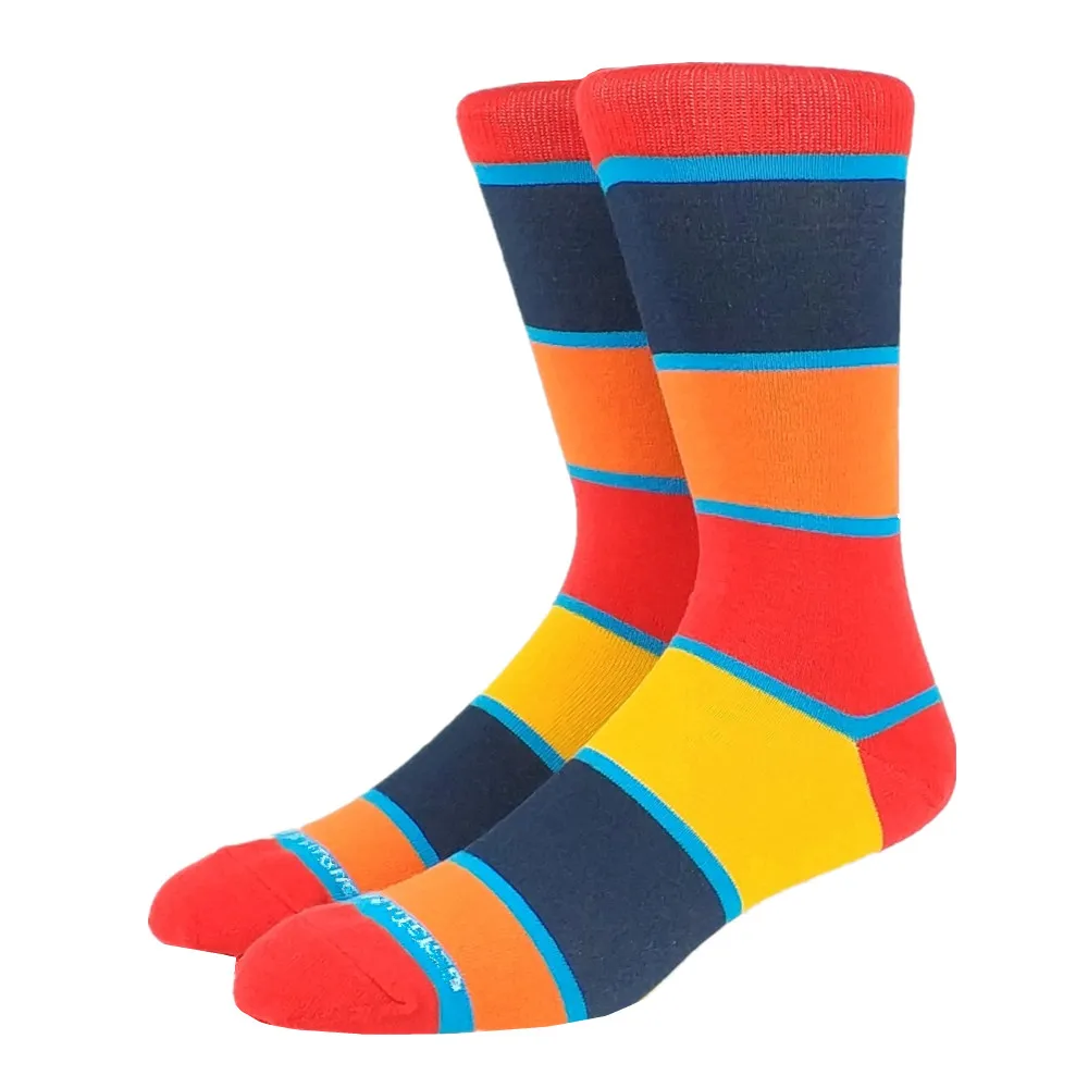 

Men's Happy Funny Orange Block Socks