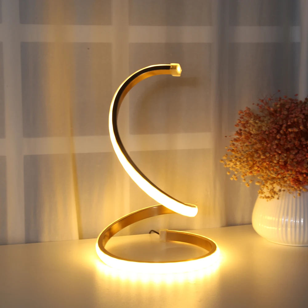 

LED Spiral Table Lamp USB Charge White Warm Light Height Adjustable Bedside Night Light Modern Hallways Bedroom Party Lighting