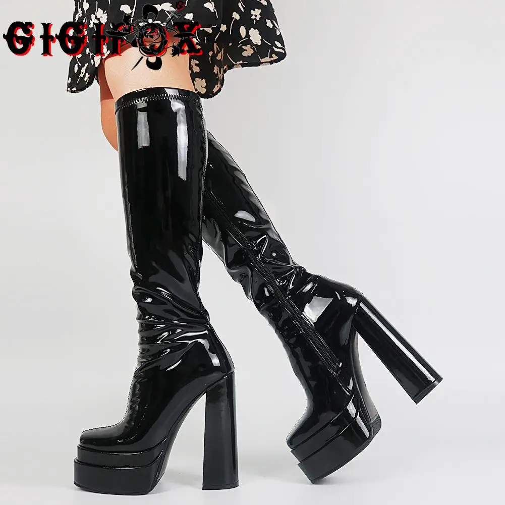 Женские брендовые ботинки на молнии GIGIFOX Классические платформе и высоком