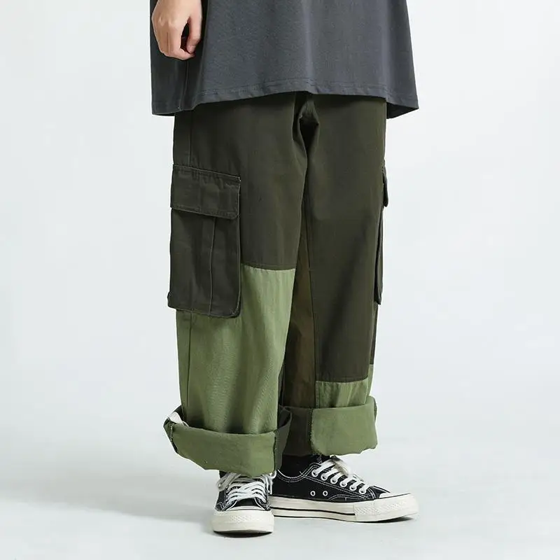 

Harajuku Streetwear Patchwork Green Cargo Pants Women Hippie 90s Vintage Oversize Loose Wide Leg Trousers For Female HH535