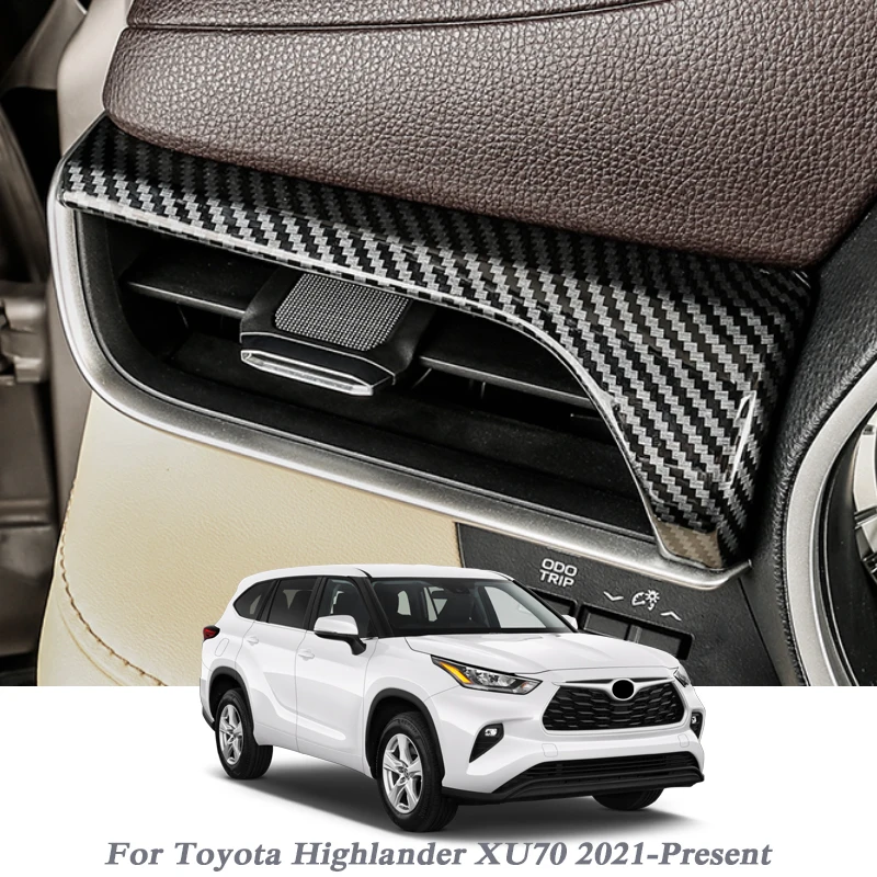 

2pcs Car Styling ABS Outlet Decoration Strip Sequins For Toyota Highlander XU70 2021-Present Interior Stickers Auto Accessories