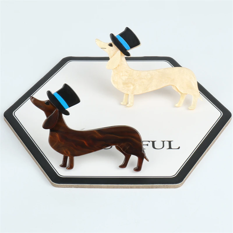 NYN 2 цвета шляпа собака Милая большая акриловая брошь булавки для женщин мужчин