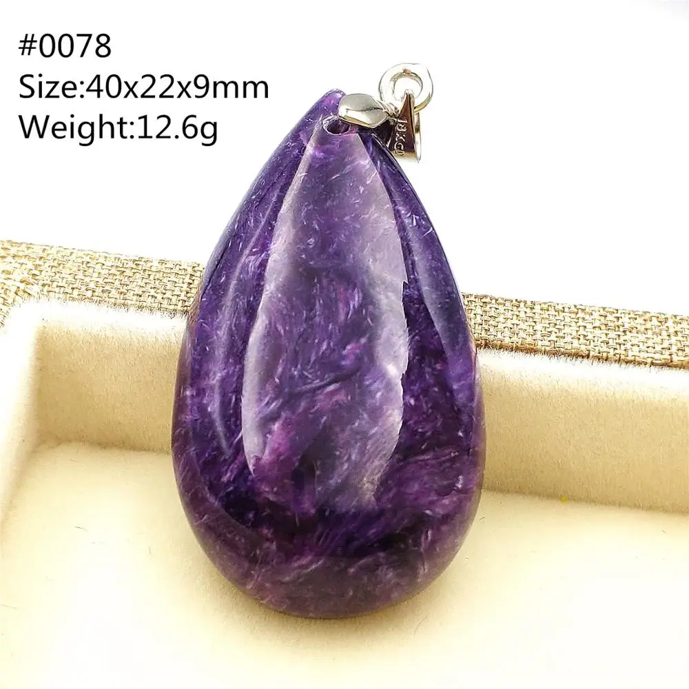 Genuine Natural Charoite Purple Gemstone Pendant Women Water Drop Fashion Necklace From Russia Jewelry AAAA | Украшения и