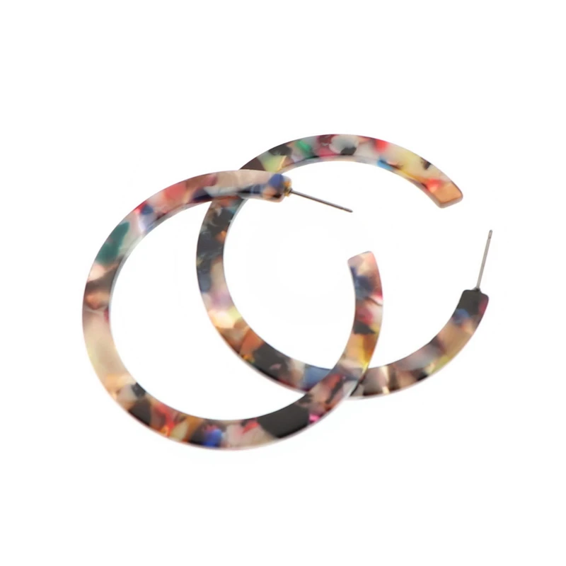 Богемные акриловые серьги женские кольца большие леопардовые гвоздики в виде