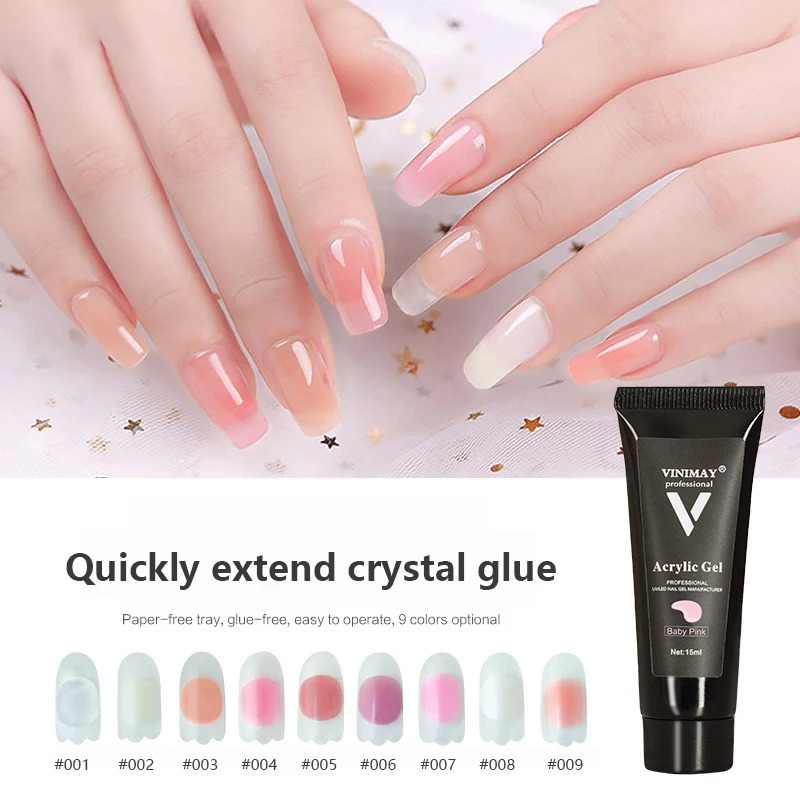 

Цветной гель для ногтей, 15 мл, Кристальный лак, быстрое наращивание ногтей, гель для акрилового геля, светодиодный Жесткий Гель для дизайна н...