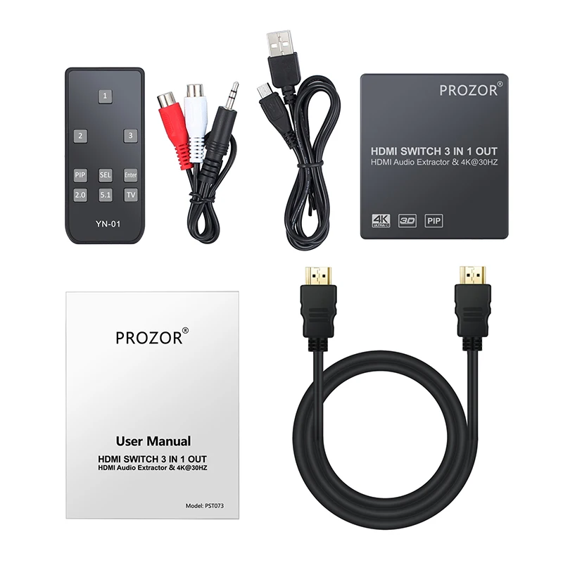 PROSTER 3x1 HDMI коммутатор с аудио экстрактором конвертер аналоговый оптический Toslink
