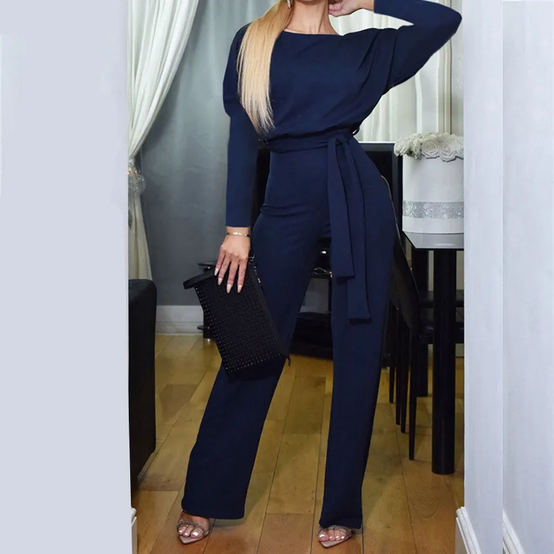 

Женский Облегающий комбинезон с поясом, осенне-зимняя одежда для работы и офиса