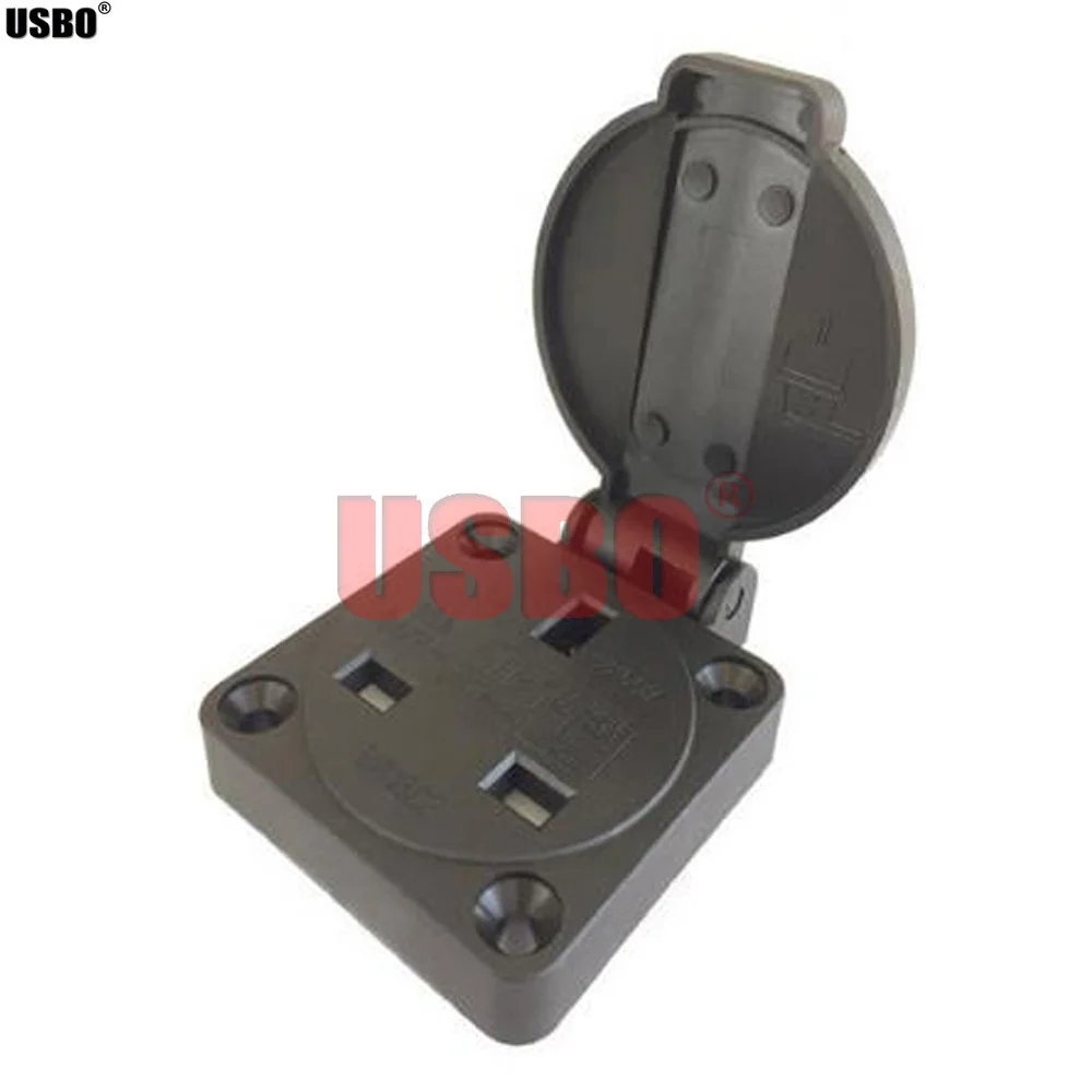 Черная синяя круглая крышка британская наружная розетка IP54 13A 250V UK электрическая