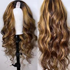 Парики из натуральных волос с U-образным вырезом для черных женщин, перуанские светлые волосы с эффектом омбре, плотность 180, без кружева, парики без повреждений, парики средней длины