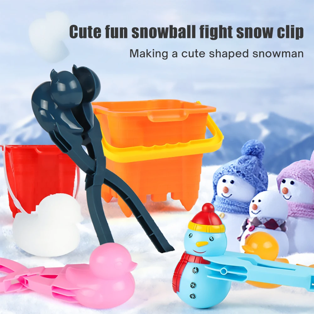 Kids Duck Shape Snowball Maker Clip Winter Funny Snow Heart Shape Mold Snowball Fight Lovely Snowman Outdoor Sports Toys Gift
