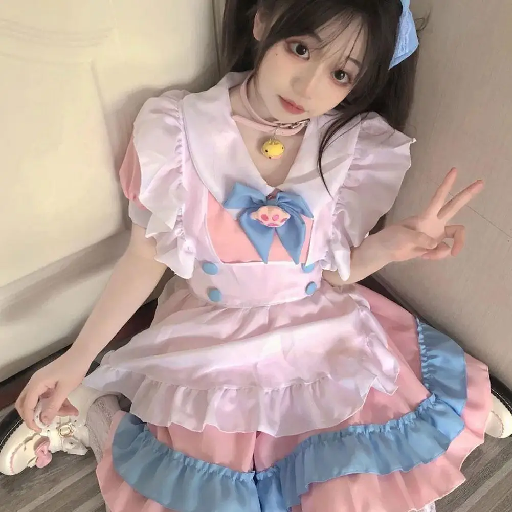

New Lolita Suit Dress Pink Maid Outfit Cute Lolita Clothing Party Stage Dress Women's Waitress Sexy Costumes Woman Maid D7n4
