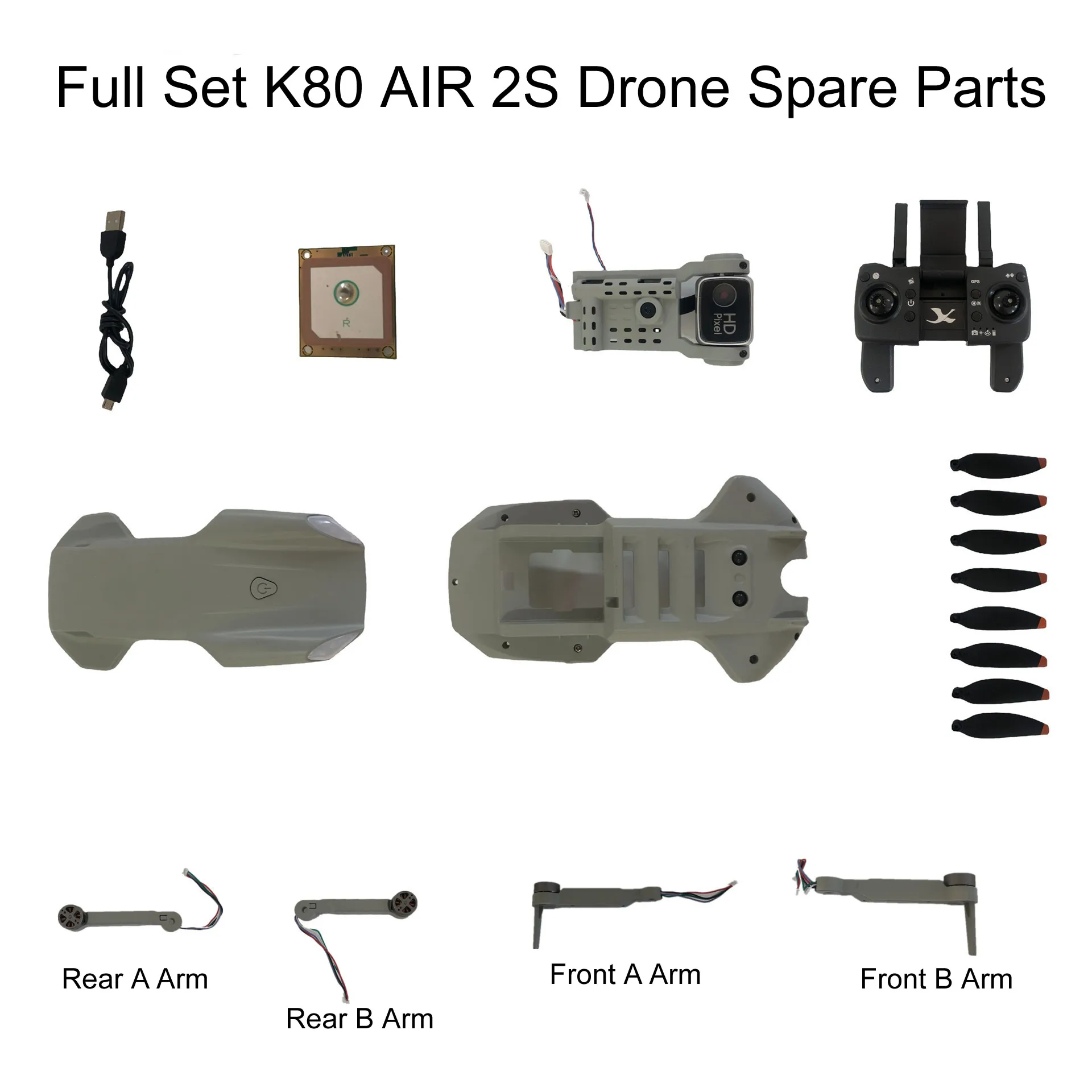 

Полный комплект K80 AIR 2S Дрон GPS RC Квадрокоптер запасные части Корпус мотора лопасть пропеллера батарея камера зарядное устройство основной п...