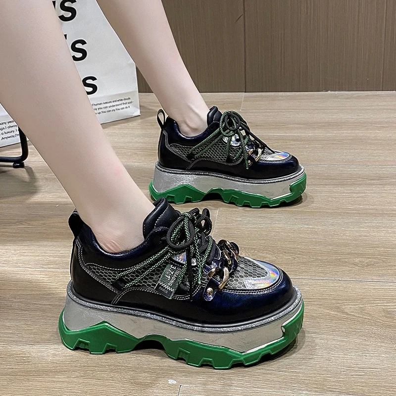 

Platform Shoes Women 2022 Chunky Sneakers Luxury Fashion Designer Pearl Silk Thick Sole Ladies Shoes Breathable Sneakers Woman