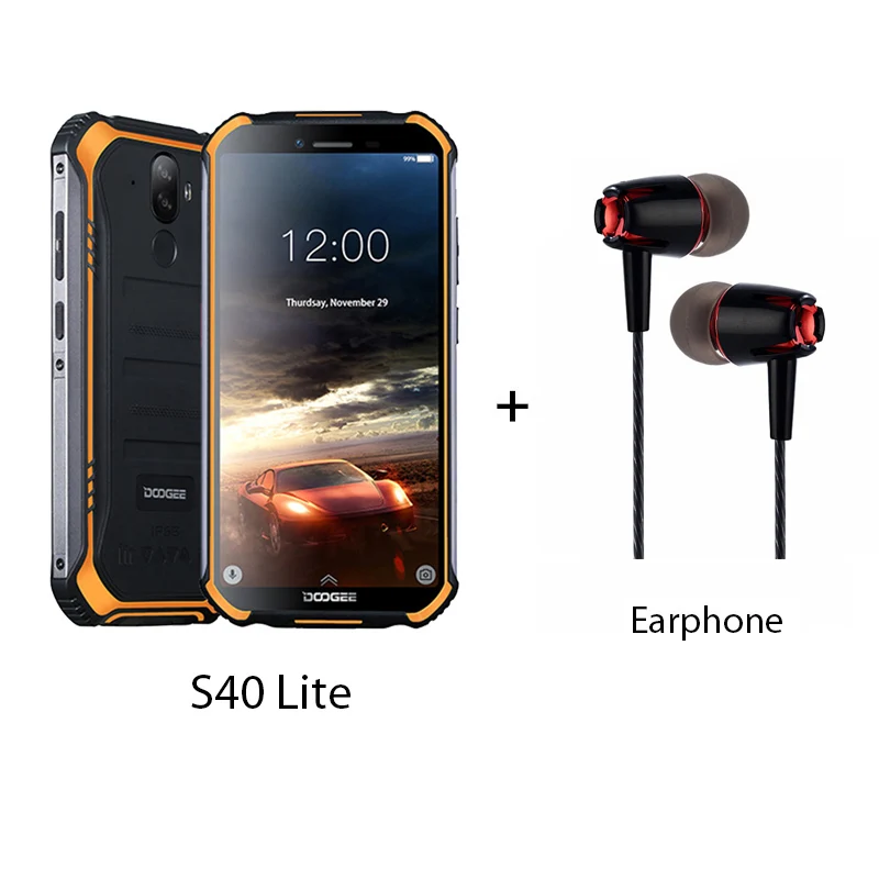 Add earphone IP68 DOOGEE S40 Lite 5,5 дюймовый дисплей 2 ГБ 16 ГБ Android 9,0 прочный мобильный телефон 5,5 дюймов дисплей 4650 мАч 8,0 МП смартфон - Цвет: Add earphone
