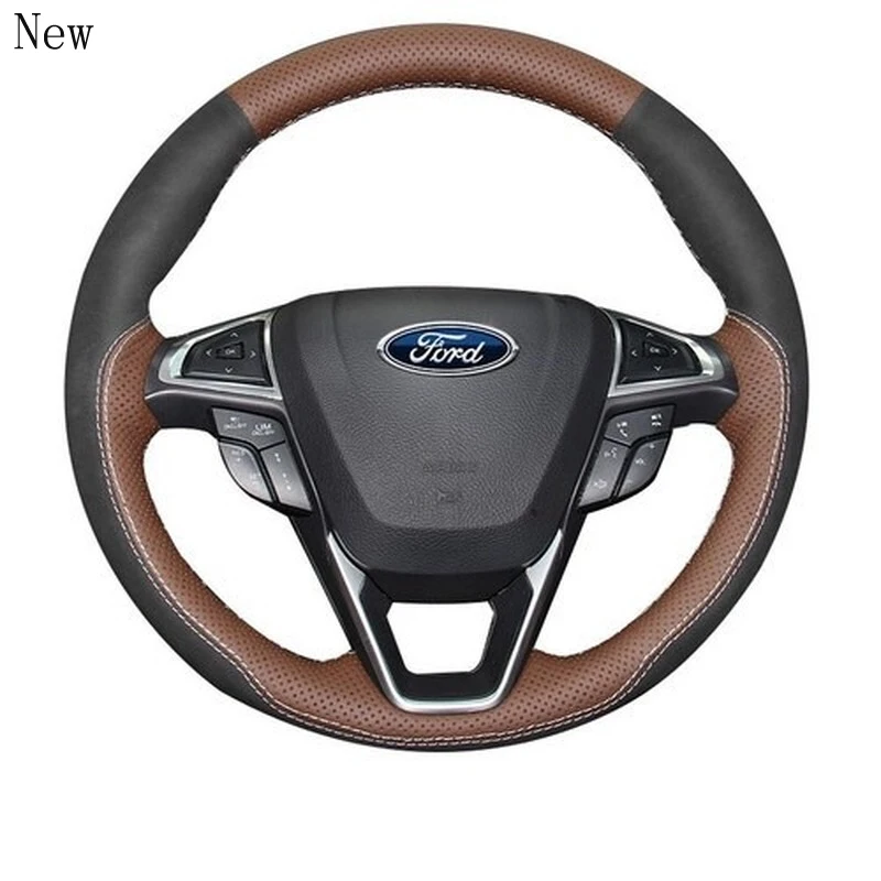 

for Ford Focus Escort Mondeo Kuga Edge Taurus Customized Hand-Stitched Leather Car Steering Wheel Cover Car Accessories