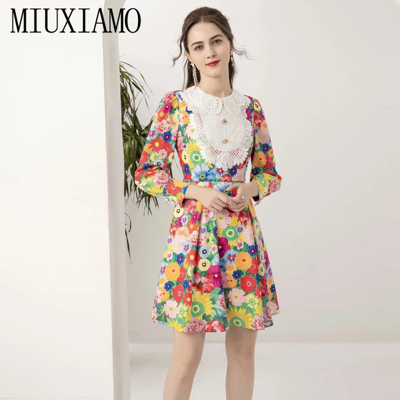 

Женское мини-платье с вышивкой MIUXIMAO, модельное винтажное шикарное платье с цветочным принтом в стиле пэчворк для вечерние, весна-лето 2021