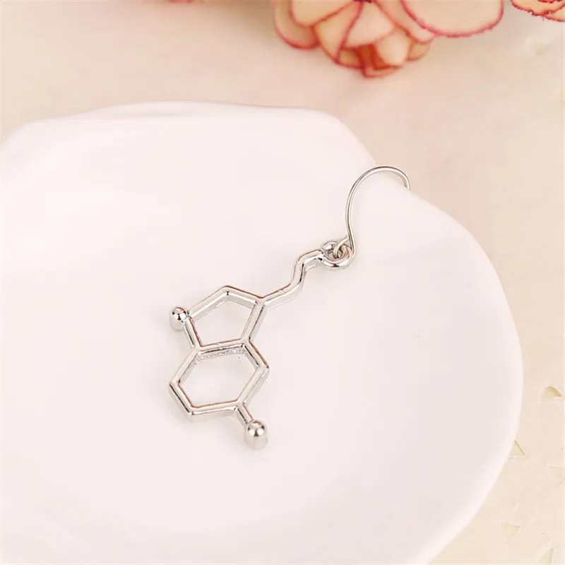 Ювелирное серебряное ожерелье "Химическое уравнение" с пендантом молекулы дофамина для женщин - подарок лучшей подруге, аксессуары.