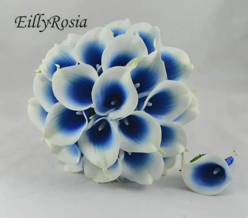 Свадебный букет EillyRosia Calla Lily Королевского синего цвета подружки невесты с