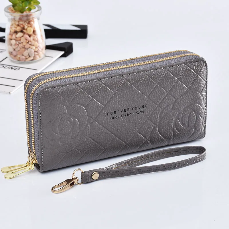 

Wallet Spot Wholesale Simple Wrist Strap Handbag Double Zipper Large Capacity Mobile Phone Bag Women's Long 2021 New Shape Style