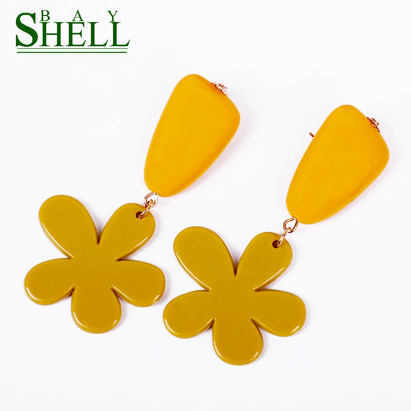 

2020 Bohemian Drop Earring Fashion Jewelry Cute Flower Earrings Women Girls Plastic Geometric Orange Statement Gift Wholesale