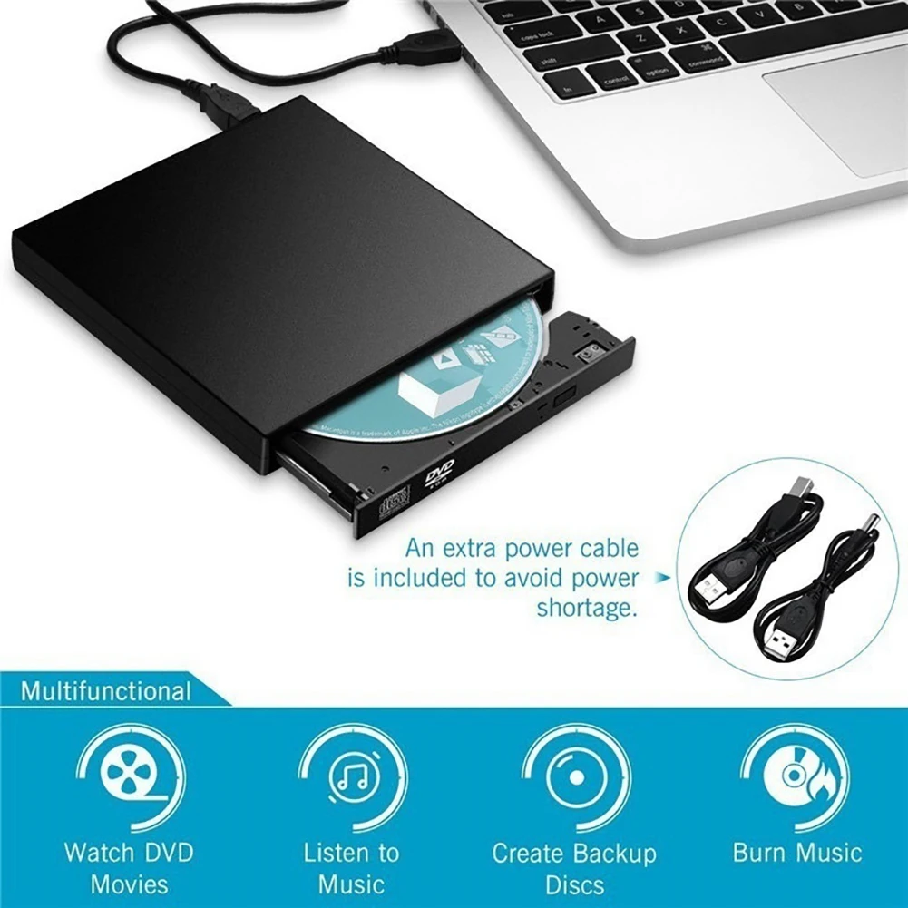 USB 2,0 компактный Пишущий привод/горелка/реписатель/CD rom Внешний DVD привод для ПК ноутбука
