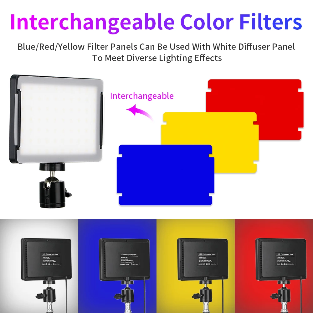 Мини Светодиодная панель для видеосъемки с подставкой и зажимом четыре цвета