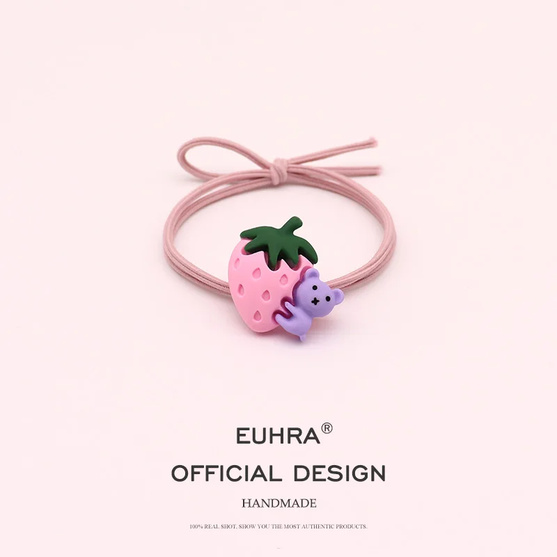 EUHRA, 5 цветов, маленькие мишки, клубника, эластичные резинки для волос для женщин и девочек, детские аксессуары для волос, резинка