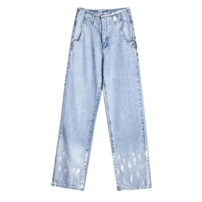 

[EAM] Vintage Long High Waist Wide Leg Denim Jeans New Loose Women Full Length Trousers Fashion Spring Autumn 2021 1DD7228