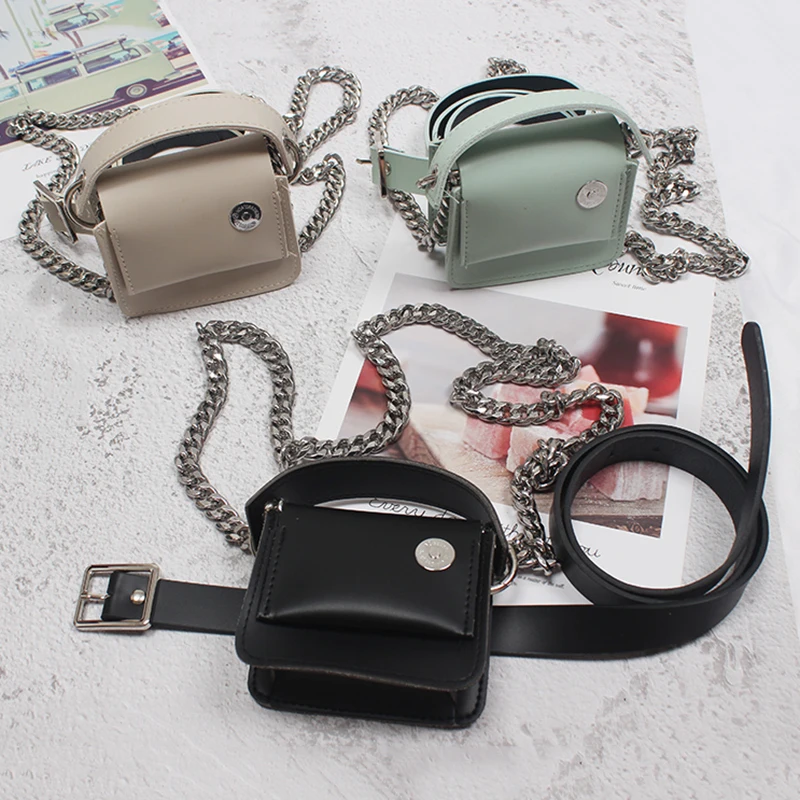 

[EAM] Women New Pu Leather Black Metal Chain Split Belt Personality Accessories Fashion Tide All-match Spring Autumn 2021 1Y096