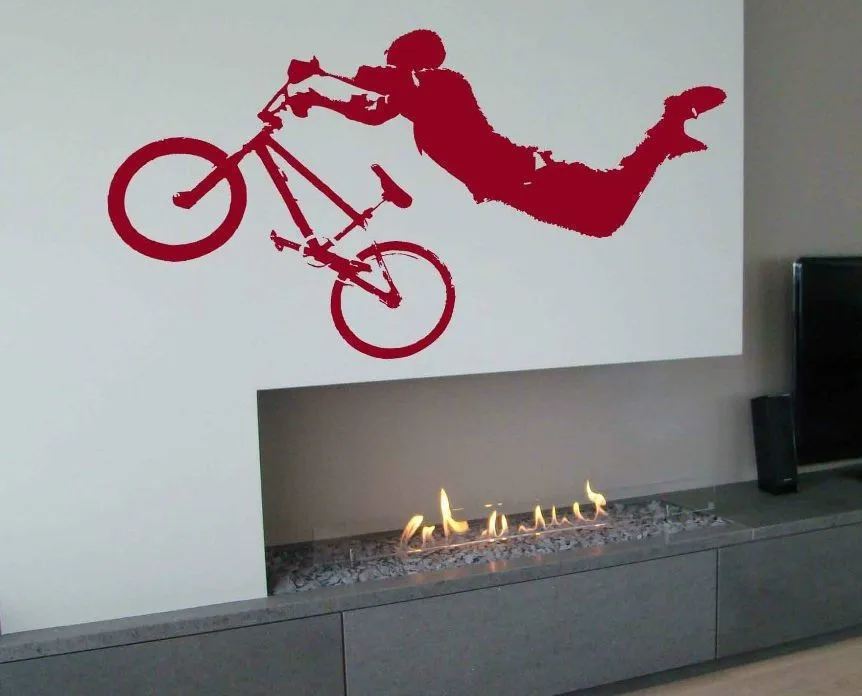 Boy Giant BMX Bike Bicycle Wall Art Sticker Decal Home DIY Decoration Mural Removable Bedroom Decor 56x102cm | Дом и сад