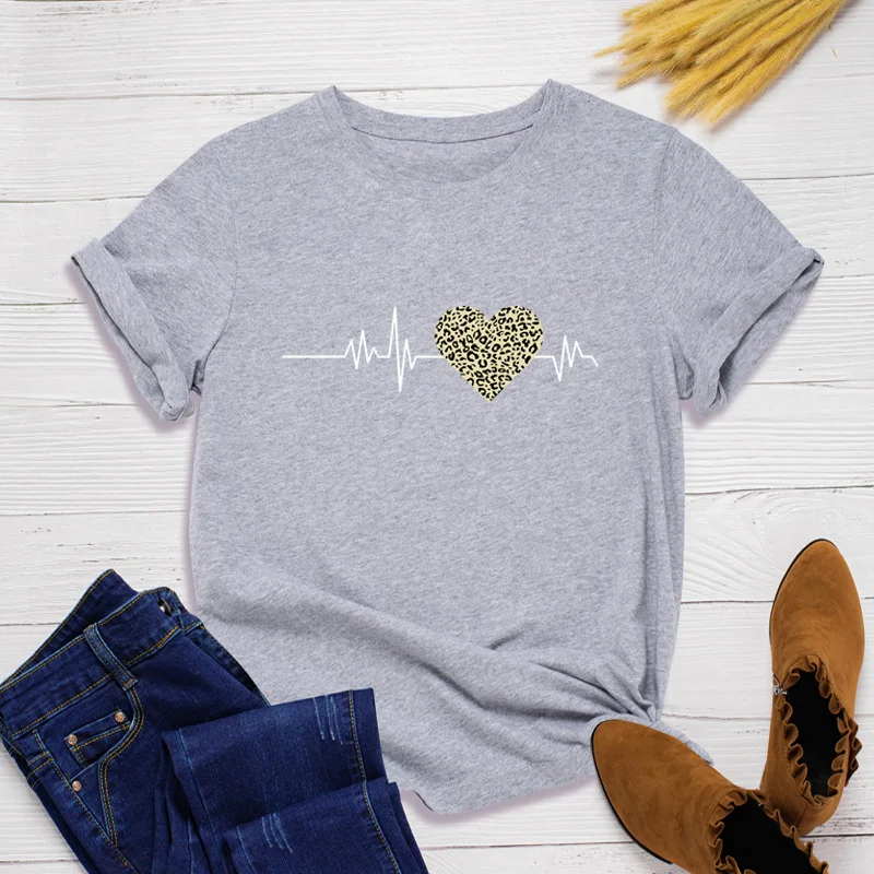 

Women Sexy Tops Summer TShirt Leopard Print Shirt 100%Cotton Shirt Casual O-Neck Short Sleeve Tees Pink Tops Y2k Streetwear