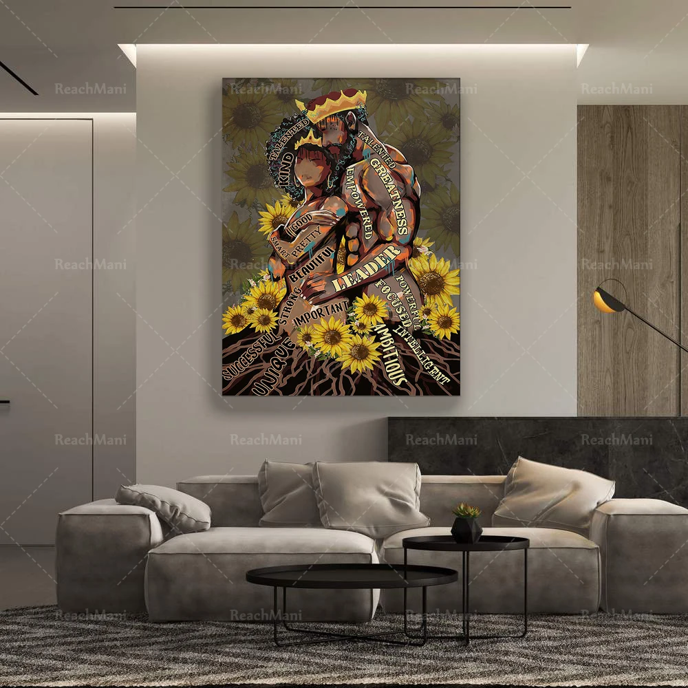 

Black King and Queen Poster - Black Couple Root Sunflower Poster, Black Poster, Africa America Poster, Black Lover Poster