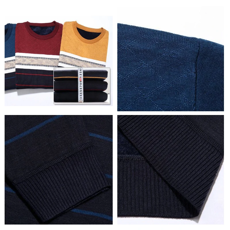 2020 осенний повседневный мужской свитер с круглым вырезом в полоску облегающий