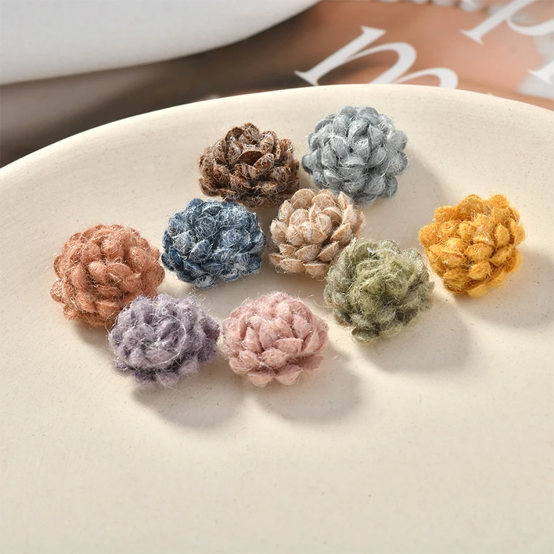 Осенне-зимние цветные меховые Многослойные маленькие серьги в форме цветка