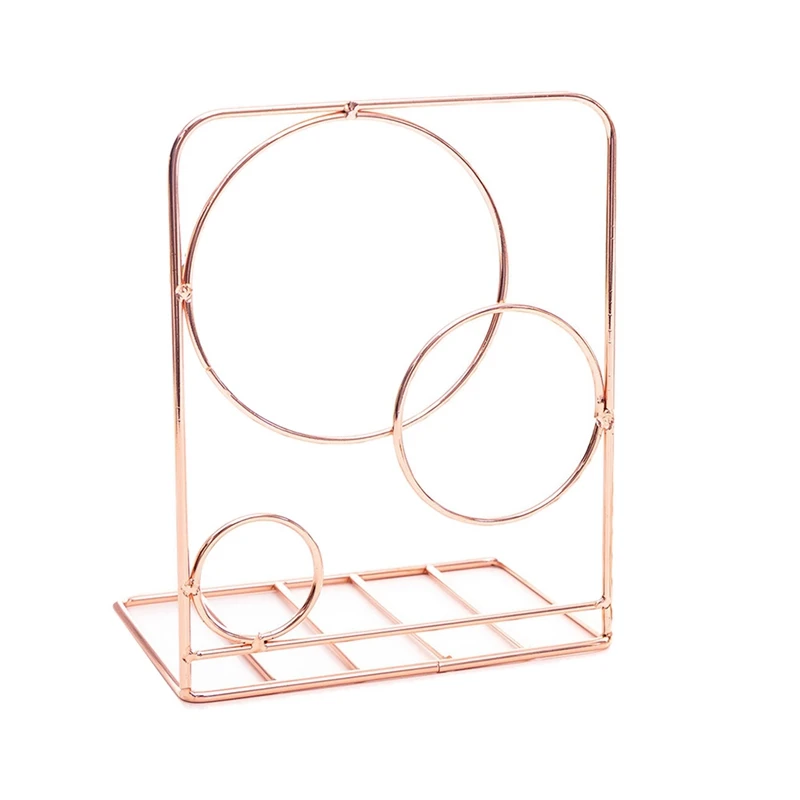 

4Pcs Decorative Iron Wire Metal Bookends Art Book Stand for Shelf Geometric Design Book End Book Stand