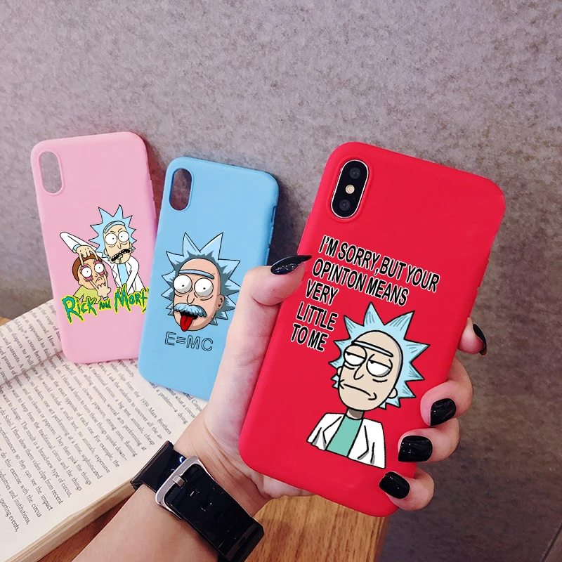 Мультяшный чехол для телефона Rick and marty iPhone 11 Pro XR X Xs Max 8 7 6 Plus 6S 5S SE матовый