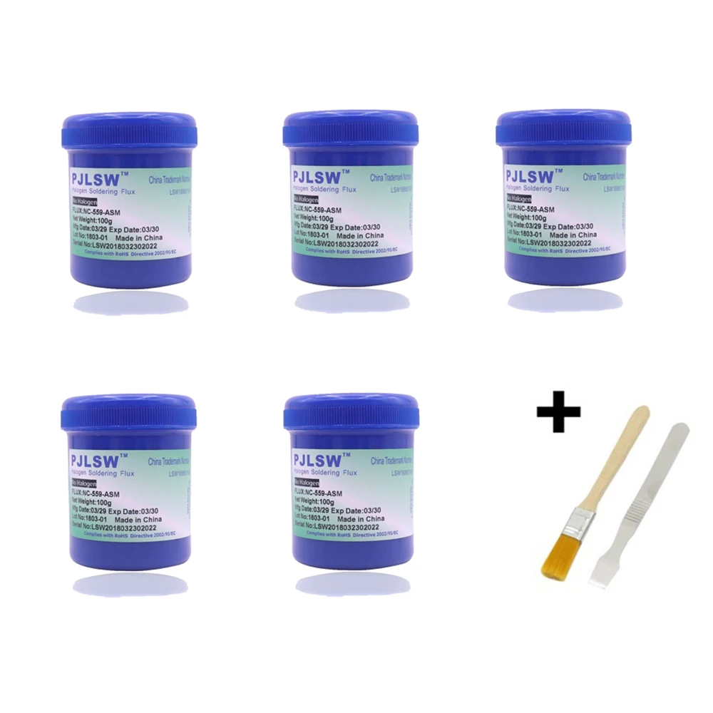 

5pcs/lot NC-559-ASM poaste of no-clean type used to solder bag and welding tools+Scraper and brush
