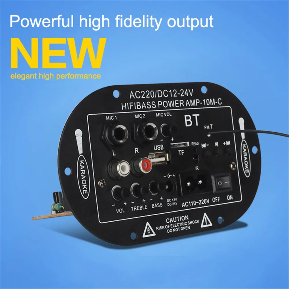 

AC 220V 12V 24V Digital Bluetooth Stereo Amplifier Board Subwoofer Dual Microphone Karaoke Amplifiers For 8-10 Inch Speaker