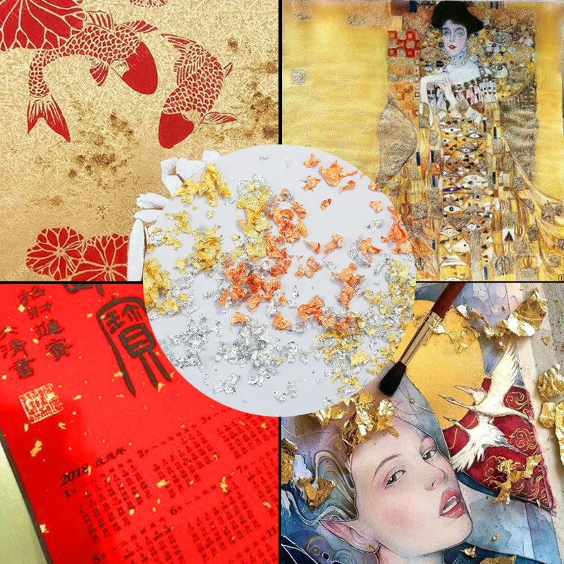 

10g Gold Silver Gilding Flakes Metallic Foil Flakes Glitter Painting Art Craft Nail Art Resin Fillings Jewelry Making