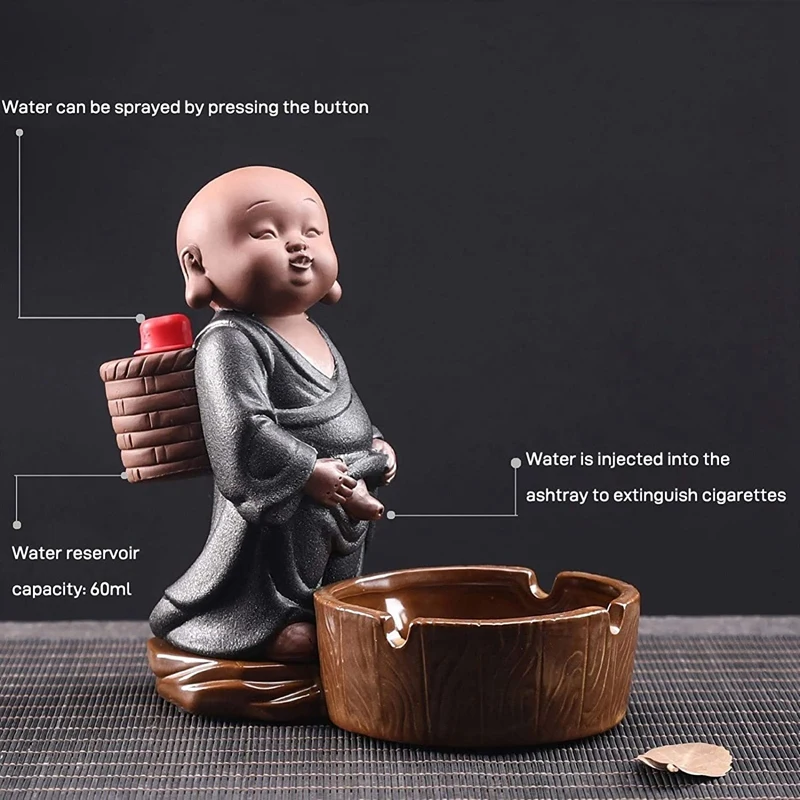 1Pcs Creative Cermic Ashtray Cute Little Monk Personality Funny Office Essential Home Furnishing Crafts Decor | Дом и сад