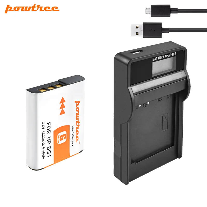 Аккумулятор POWTREE 3 6 В 1800 мА · ч аккумулятор NP BG1 NPBG1 + ЖК зарядное устройство для