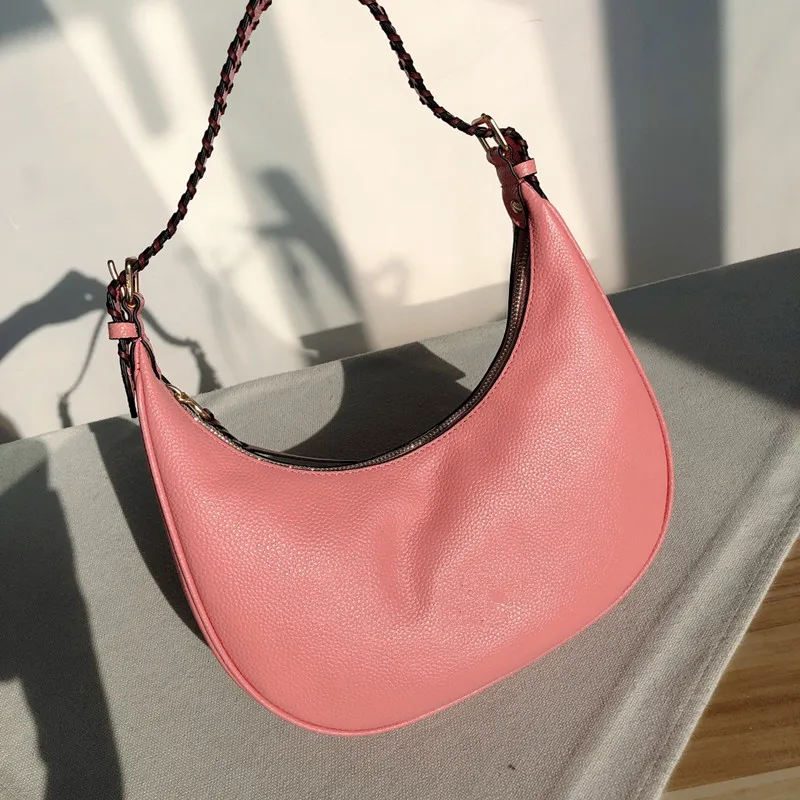 

bags for women 2021 new luxury handbags Half moon women's bag top layer cowhide Single Shoulder Bag underarm saddle bag