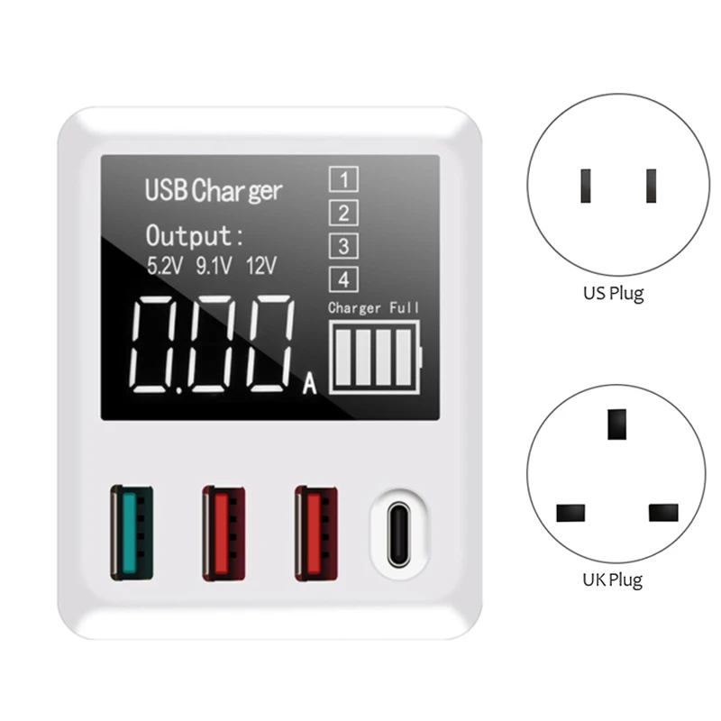 

Type C QC3.0 USB 4 Ports Wall Charger Station for iPhone 30/40W Quick Charge Mobile Phone Adapter