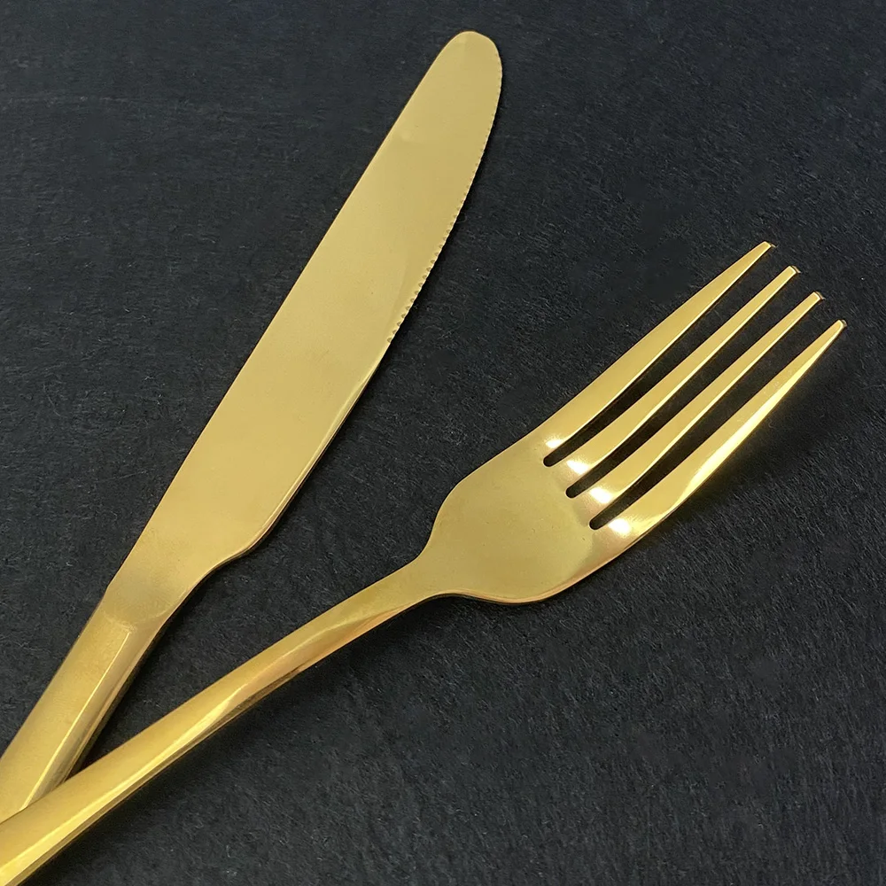 

16Pcs Dinnerware Set 18/10 Stainless Steel Mirror Luxury Gold Knife Fork Spoon Cutlery Set Tableware Silverware Set Dropshipping